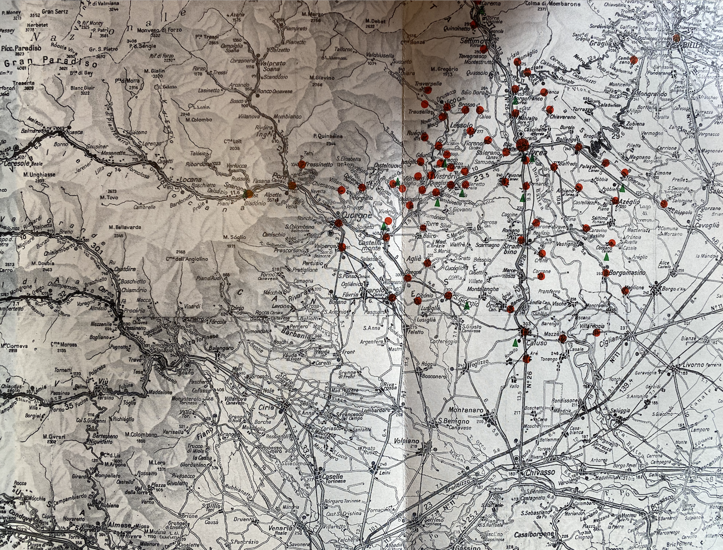 La mappa dei Centri comunitari nel 1957